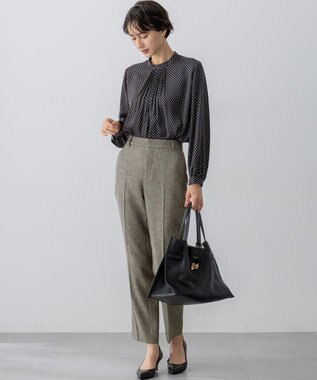 23区 L 【洗える】グラデーションドットプリント ブラウス ネイビー系