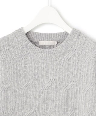 ICB L 【洗える】 ソフトカシミヤミックス 幾何学柄ニット ライトグレー系