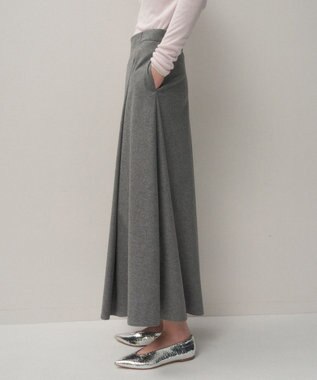 ATON MERINO COLLEGE FLANNEL | フレアスカート TOP GRAY