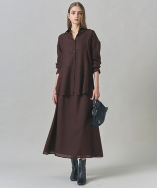 ICB L 【洗える】 シアービエラ フレアスカート ダークブラウン系