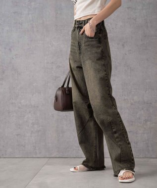 WEGO ヴィンテージウォッシュカーブデニムパンツ スミクロ