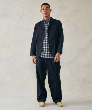 J.PRESS MEN ギザツイルワンタックワイドパンツ ネイビー系