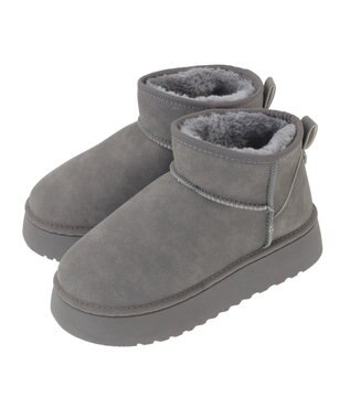 Green Parks ・ｍｉｎｉａ　フェイクムートンショートブーツ Gray