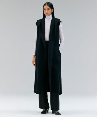 BEIGE， LEMOORE / ウールリバーフード付きロングジレ Black