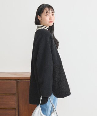 earth music&ecology 粒違い切替ボアブルゾン Black