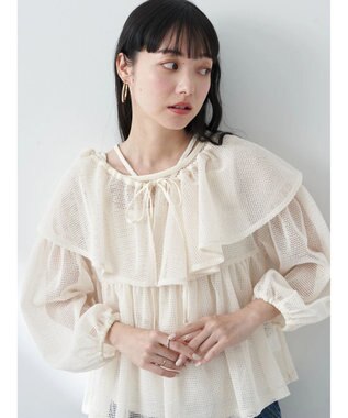 earth music&ecology マルチｗａｙカラーメッシュブラウス Ivory