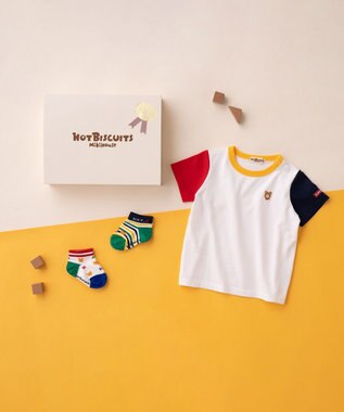 MIKI HOUSE HOT BISCUITS ワンポイント半袖Tシャツ＆ローカットソックスギフトセット【BOX付き】