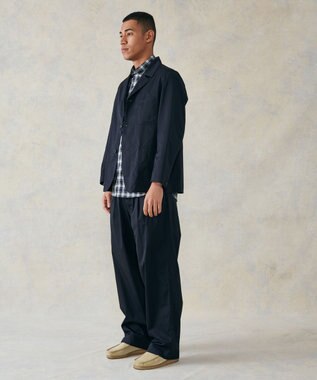 J.PRESS MEN ギザツイルワンタックワイドパンツ ネイビー系