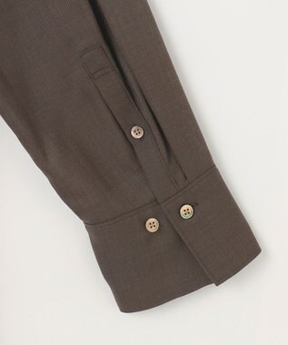 自由区 【洗える】トロピカルストレッチシャツ ドレス カーキブラウン