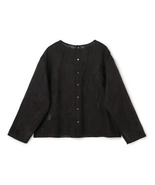 UNFILO L 【前後着用可能の2WAY仕様】ボタニカル エンブロイダリー ブラウス ブラック