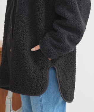 earth music&ecology 粒違い切替ボアブルゾン Black