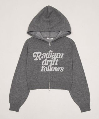 WEGO グラフィックジャガードニットZIPパーカー グレー