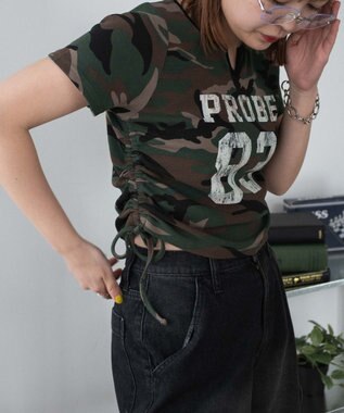 WEGO キーネックサイドレースアップちびT 柄4