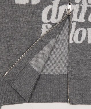 WEGO グラフィックジャガードニットZIPパーカー グレー