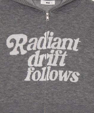 WEGO グラフィックジャガードニットZIPパーカー グレー