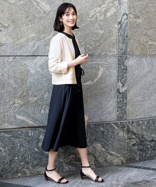 ANY SIS シアーメッシュ ノーカラージャケット ライトベージュ×ブラック