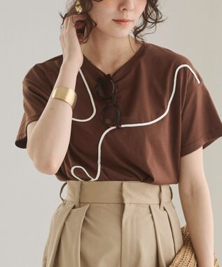 WEGO 【ANGIE VINTAGE】コード刺繍デザインTシャツ ブラウン