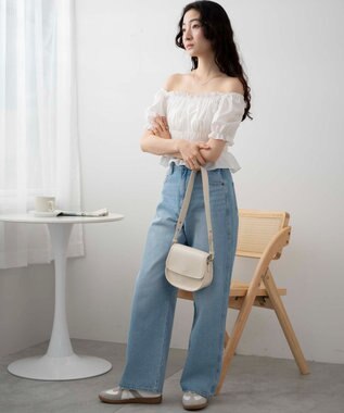 WEGO オフショルシャーリングブラウス ホワイト