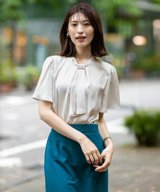 【洗える】4WAY半袖 ボウブラウス