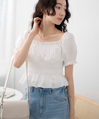 WEGO オフショルシャーリングブラウス ホワイト