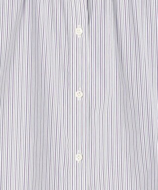 J.PRESS LADIES S BEZ ドビーストライプ バンドカラー ブラウス ホワイト×パープル×ネイビー系