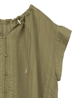 Green Parks ドロストネックフレンチスリーブブラウス Khaki