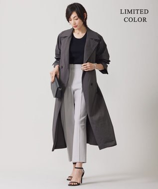 ICB 【撥水加工】 メモリーストレッチタフタ トレンチコート チャコール系［WEB＆一部店舗限定］