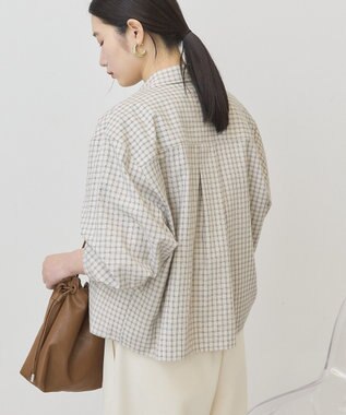 AMERICAN HOLIC ミニチェックショート丈シャツ Ivory