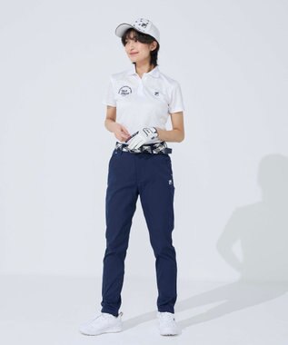FILA GOLF／marie claire 【FILA GOLF】 ウェストロゴジャガードゴムツイルロングパンツ ネイビー