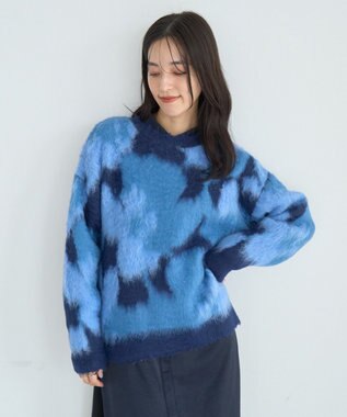 YECCA VECCA フラワー柄シャギーニット