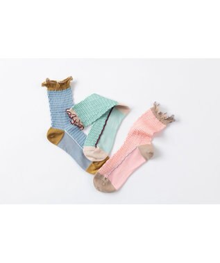 TRICOTE ドットフリルバンピーソックス 32BLUE