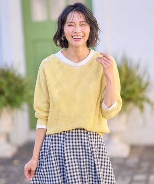 ANY L 【洗濯機可/前後着用可/アンチピリング】２ＷＡＹドライニット イエロー