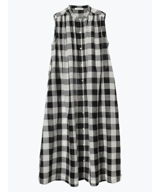 Green Parks インド綿 ギンガムチェックノースリーブワンピース Gingham Check