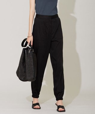 ICB 【洗える】 キュプラナイロンストレッチ ジョグパンツ ブラック系