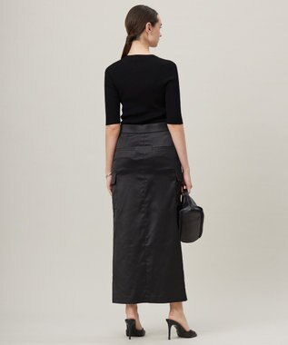 ICB 【洗える】 ハイマルチストレッチサテン スカート ブラック系