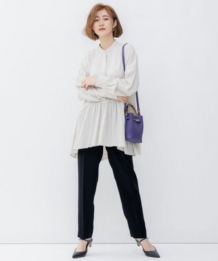 23区 S 【洗える】ドライダブルサテン ドロスト パンツ ブラック系