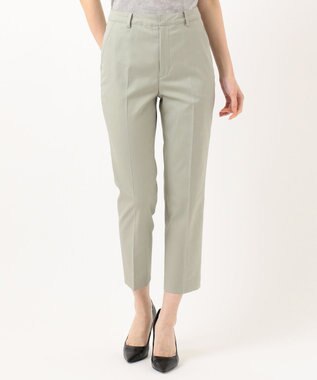 J.PRESS LADIES S 【シワになりにくい】コットンフィッティーシャーク テーパードパンツ ライトグリーン系