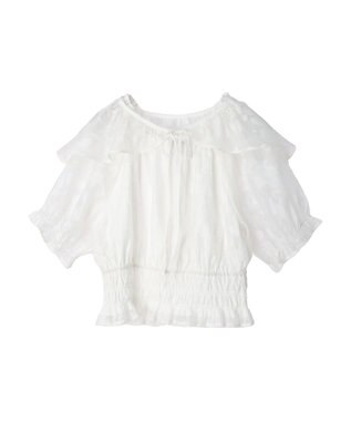 earth music&ecology 衿付きフラワーブラウス Off White