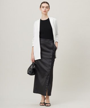 ICB 【洗える】 ハイマルチストレッチサテン スカート ブラック系