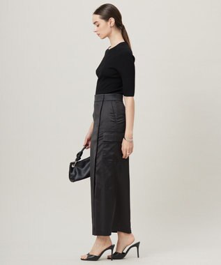 ICB 【洗える】 ハイマルチストレッチサテン スカート ブラック系