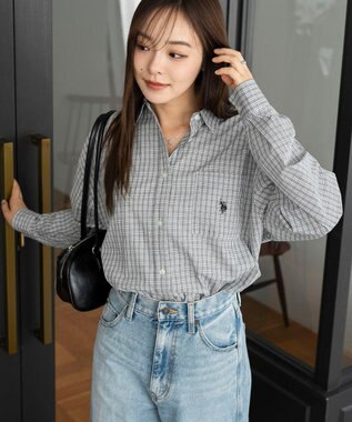 WEGO 【25年秋新色登場★】U.S. POLO ASSN.別注ロングスリーブシャツ ブラックチェック1