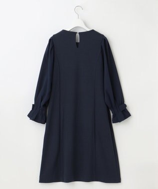 Feroux 【洗える】リボンスリーブダンボール ワンピース ネイビー系