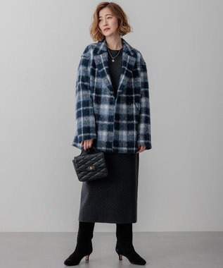 23区 【洗える】カシミヤブレンド クルーネック ニット チャコール系