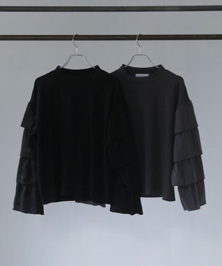 Green Parks ■ＥＳＣＡＲ　フリルスリーブプルオーバー Black