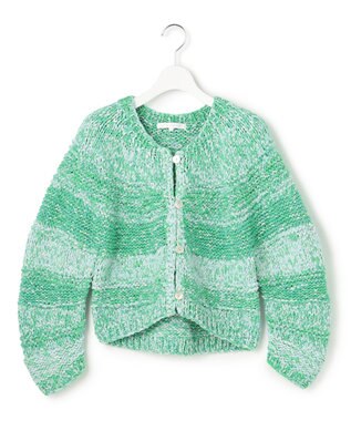 23区 【GOLD LABEL】ファンシーミックスハンドニット カーディガン グリーン系3