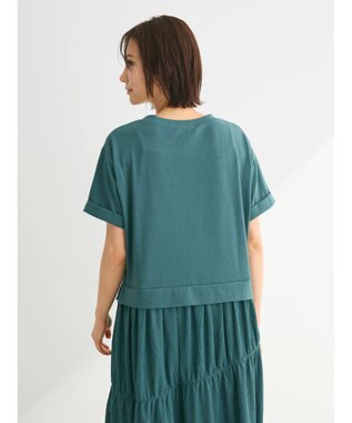 Green Parks カットソー異素材ドッキングワンピース Khaki