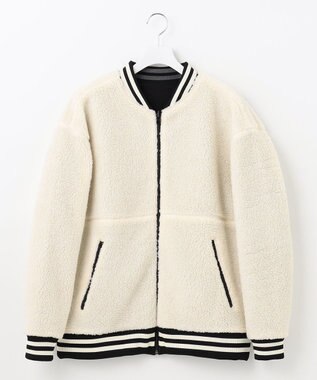 PW CIRCULUS 【MEN】【撥水/防風】リバーシブル ボア ジップアップ ブルゾン ホワイト×ブラック