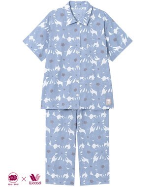 ワコール／睡眠科学 パジャマ SOU・SOU(R) 5分袖 半袖 8分丈 綿100%(本体) レディース YDT160 睡眠科学／ワコール ブルー