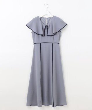 Feroux ラッフルバイカラートリム ワンピース ライトグレー系