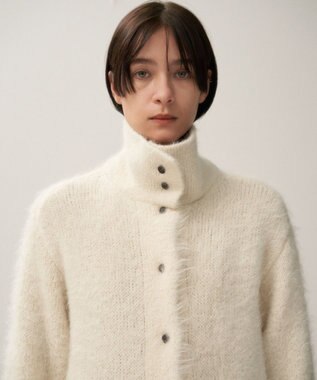 ATON ALPACA FUR | スタンドカラーカーディガン WHITE
